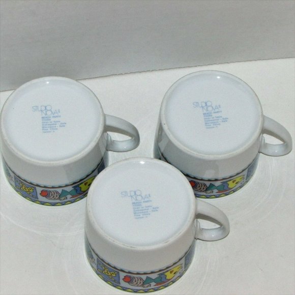 3 Studio Nova Beach Party Coffee Cups Y0289 Fish Cottage Decor Replacement China - Picture 12 of 13